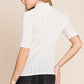 W RIB KNIT MOCK NECK TEE | L / BEIGE