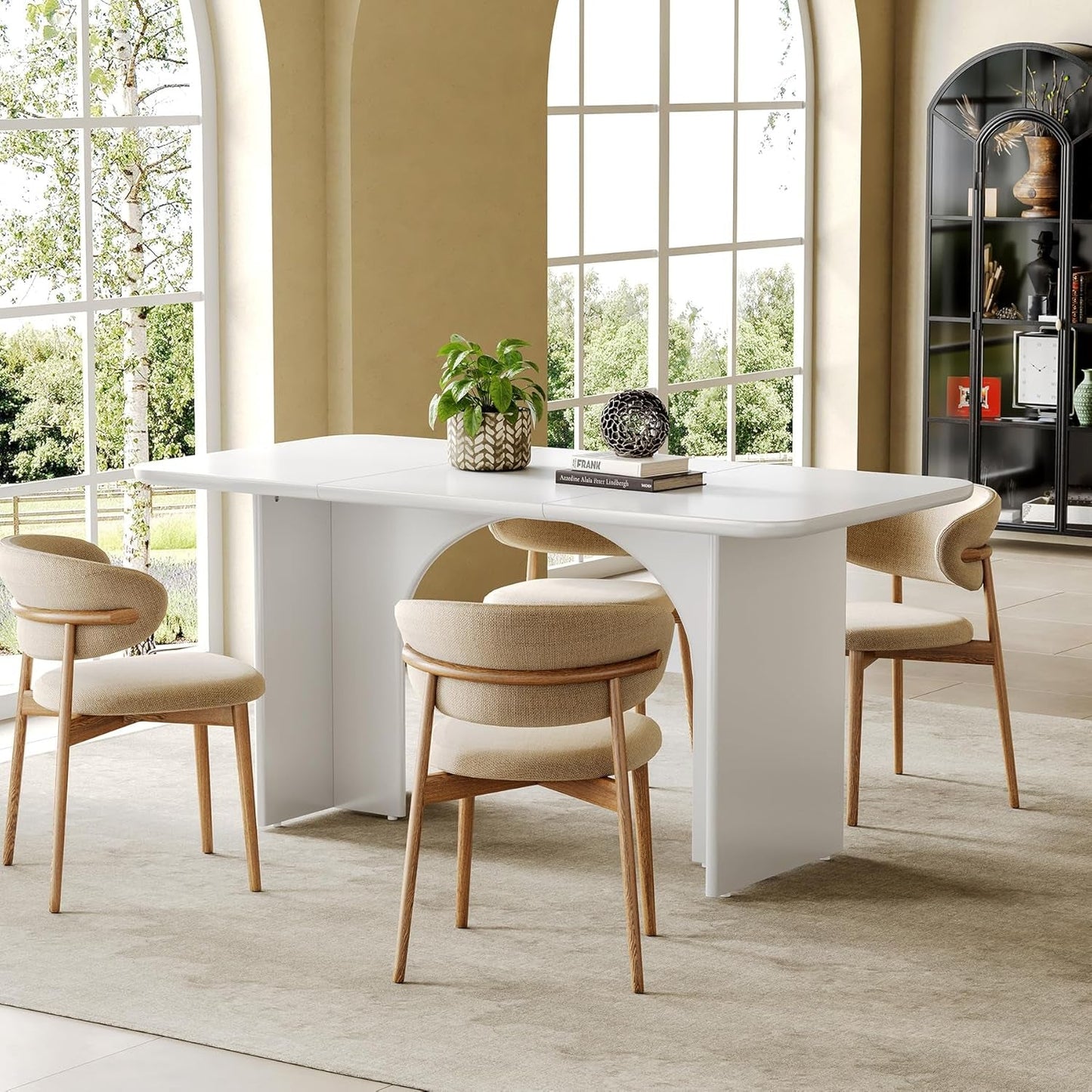 63-Inch Dining Table for 4-6 People, Large Kitchen Dinner Table with