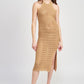 CROCHET HALTER MIDI DRESS WITH SLIT