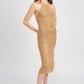 CROCHET HALTER MIDI DRESS WITH SLIT