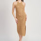 CROCHET HALTER MIDI DRESS WITH SLIT
