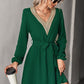 Women's Long Sleeve V Neck Mid Dress
