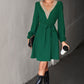 Women's Long Sleeve V Neck Mid Dress