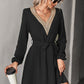 Women's Long Sleeve V Neck Mid Dress