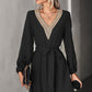 Women's Long Sleeve V Neck Mid Dress