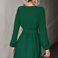 Women's Long Sleeve V Neck Mid Dress