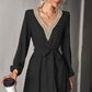 Women's Long Sleeve V Neck Mid Dress