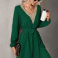 Women's Long Sleeve V Neck Mid Dress