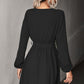 Women's Long Sleeve V Neck Mid Dress