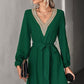 Women's Long Sleeve V Neck Mid Dress