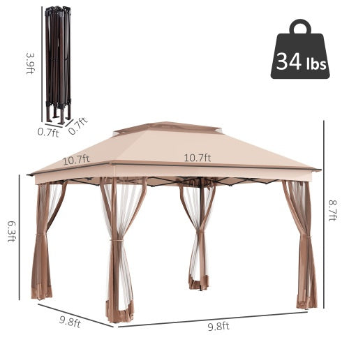 Pop-up Awning, Outdoor Patio Gazebo Shelter With Detachable Zipper