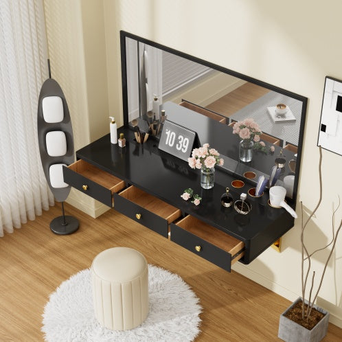 Floating Shelf With Drawer, Multi-Purpose Wall-Mounted Vanity Table,