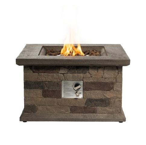 Outdoor Propane Fire Pit Table 28-inch Imitation Stone Square Concrete