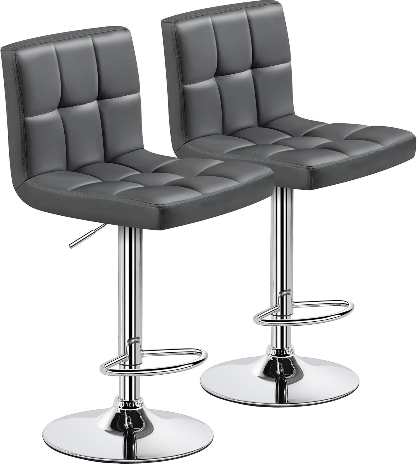 Bar Stools Set of 2, PU Leather Swivel Bar Stools with Backrest,