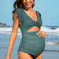 Ruffle Ribbed High Waisted Maternity Swimsuit
