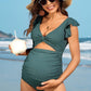 Ruffle Ribbed High Waisted Maternity Swimsuit