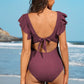Ruffle Ribbed High Waisted Maternity Swimsuit