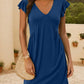 V-Neck Ruffled Cap Sleeve Mini Dress – Trendy by Walbiz