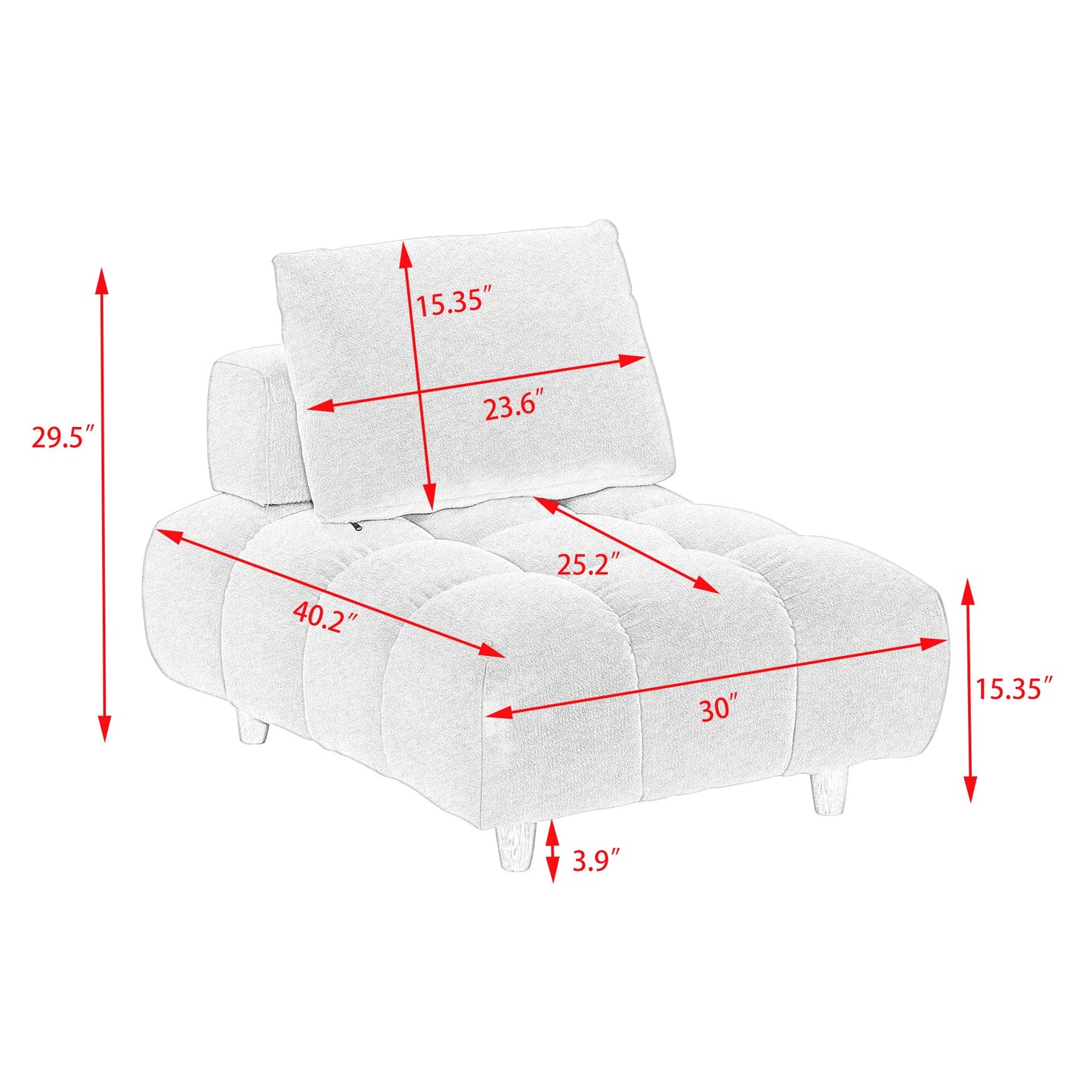 30 inches long, Teddy Sofa Fabric, with spacious and comfortable seat,