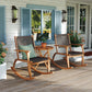 2 Pieces Patio Rocking Chair Set, Acacia Wood Outdoor Rockers with