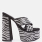 Sinful High Platform Patterned Diamante Slides