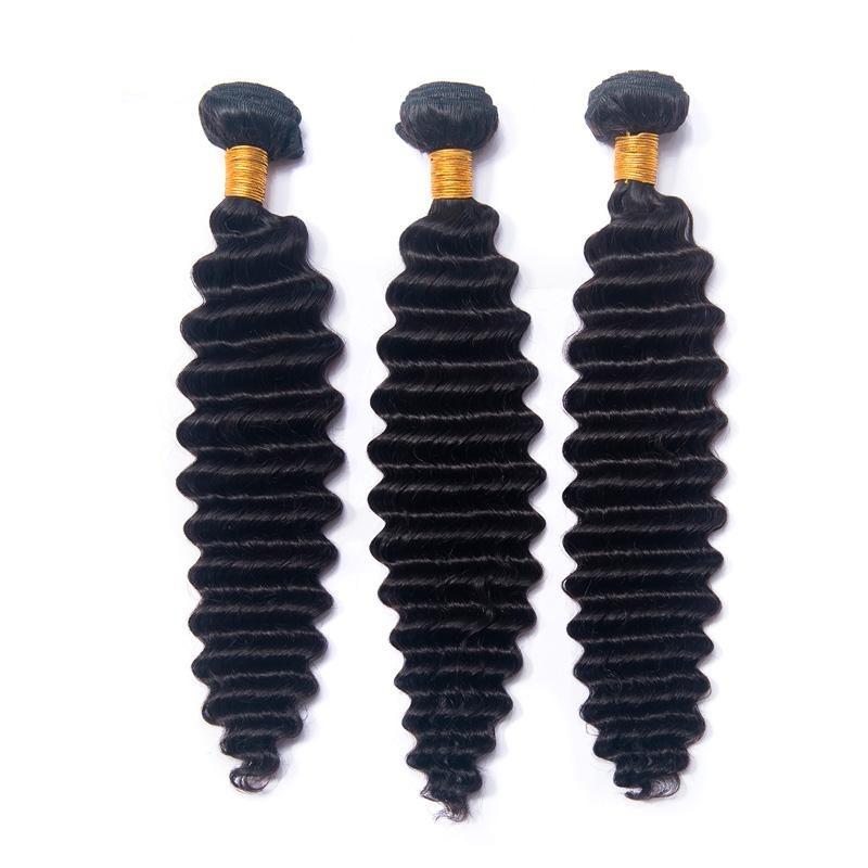 10A Grade 1/3/4 Loose Deep Wave Weave Brazilian Human Hair Extension B - Walbiz.com