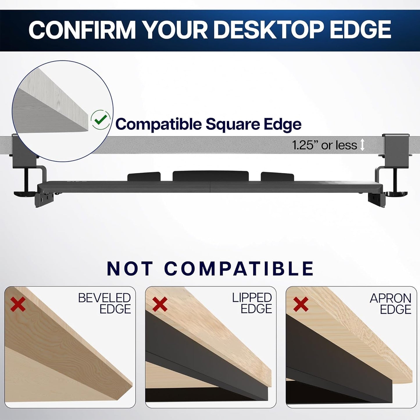 Large Keyboard Tray under Desk Pull Out with Extra Sturdy C Clamp