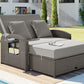 PE Wicker Rattan Double Chaise Lounge, 2-Person Reclining Daybed with