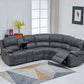 Bonded Leather Sectional Sofa 3 Recliners, Grey