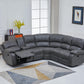 Bonded Leather Sectional Sofa 3 Recliners, Grey