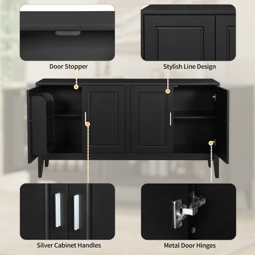 4 Door Sideboard Storage Cabinet With Gantry For Living Room And