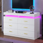 LED Dresser with 2 Pull-Out Tray, 6 Drawer Dresser, 47.2" Long Wide