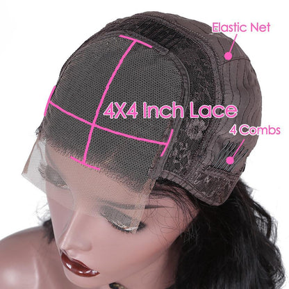180% Density Full 4x4 Transparent Lace Front Kinky Straight Human Hair - Walbiz.com