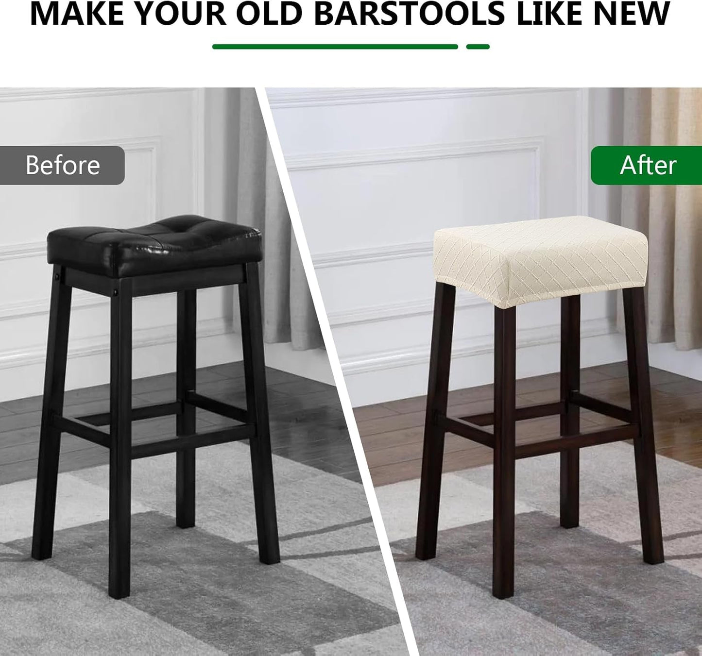 Stool Covers Rectangle - 2 Pack Stretch Waterproof Saddle Seat Cover