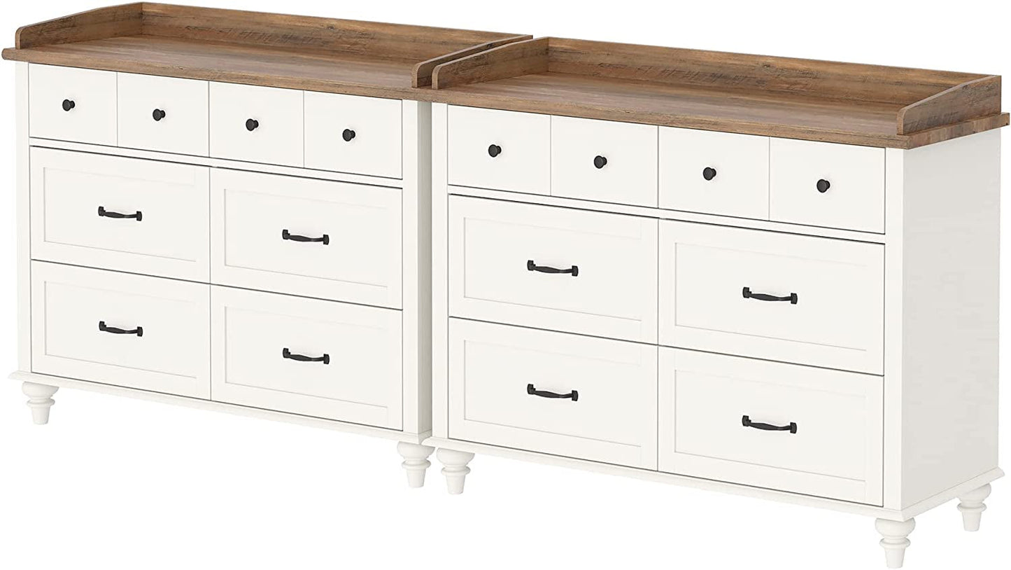 2-In-1 Mid-Century Modern White Dresser TV Stand