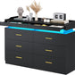 LED Dresser with 2 Pull-Out Tray, 6 Drawer Dresser, 47.2" Long Wide