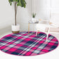 Plaid Patterned Decorative Round Rug, Plaid Living Room Circle Carpet,