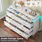 LED Dresser with 2 Pull-Out Tray, 6 Drawer Dresser, 47.2" Long Wide