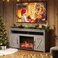 Barn Door Wood Electric Fireplace TV Stand for Tvs up to 65 Inches