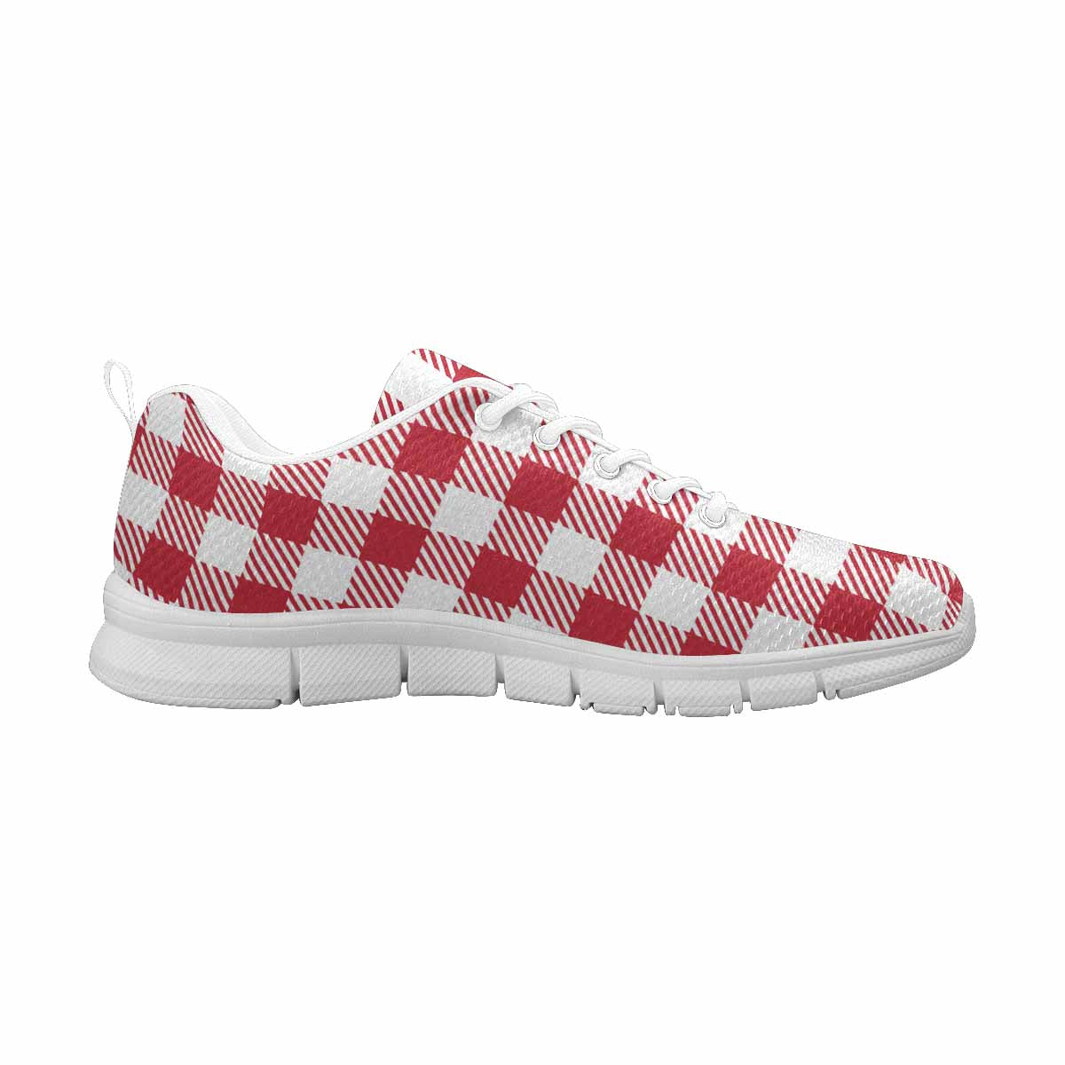 Sneakers For Men,   Buffalo Plaid Red And White - Running Shoes Dg863
