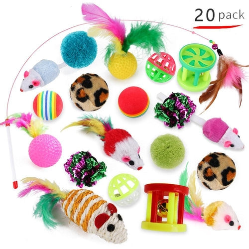 20-Piece Set Of Hilarious Plush Cat Toys With Funny Cat Stick And