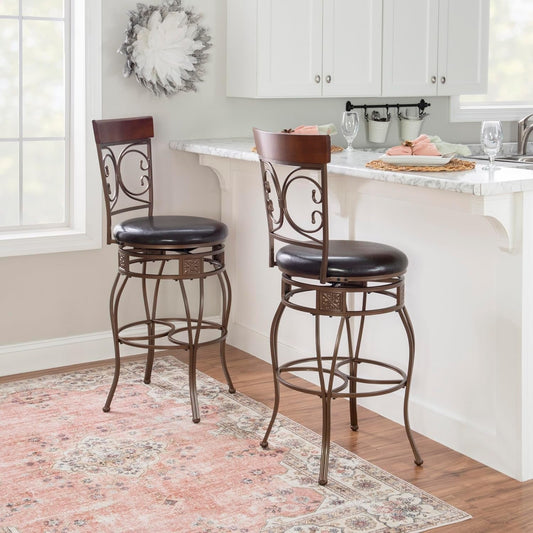 Company Back Scroll  Big and Tall Barstool, Bar Height, Dark