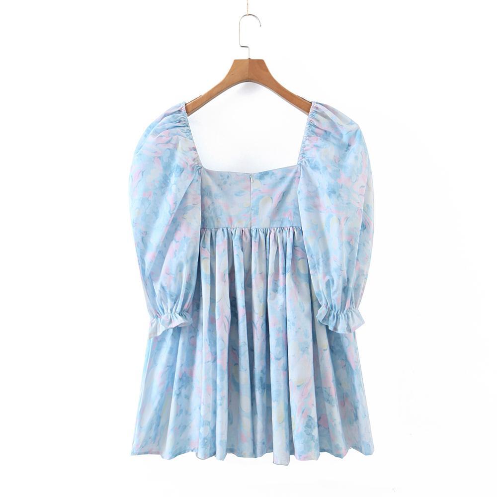 Bright Like Silk BLUE Floral Print Ball Gown Dress