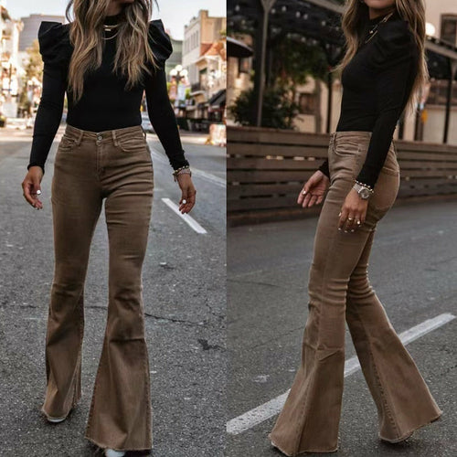Elegant Buttoned Slim Fit Straight Trousers