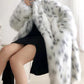 Women Winter New Faux Fox Fur Coats Ladies Casual Snow Leopard Print