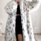 Women Winter New Faux Fox Fur Coats Ladies Casual Snow Leopard Print