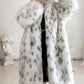 Women Winter New Faux Fox Fur Coats Ladies Casual Snow Leopard Print