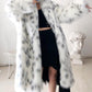 Women Winter New Faux Fox Fur Coats Ladies Casual Snow Leopard Print