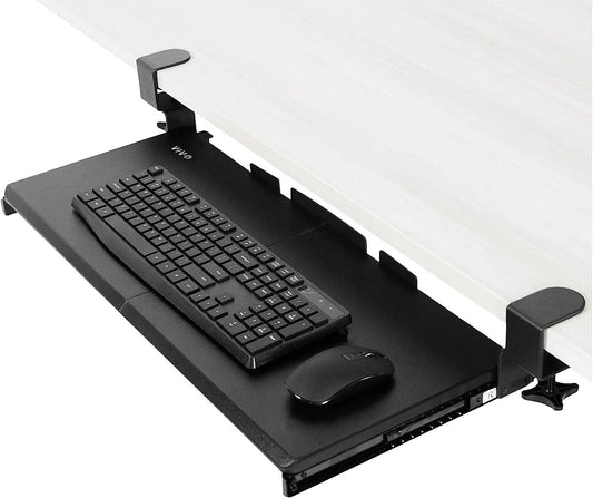 Large Keyboard Tray under Desk Pull Out with Extra Sturdy C Clamp