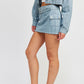 BELTED MINI DENIM SKIRT